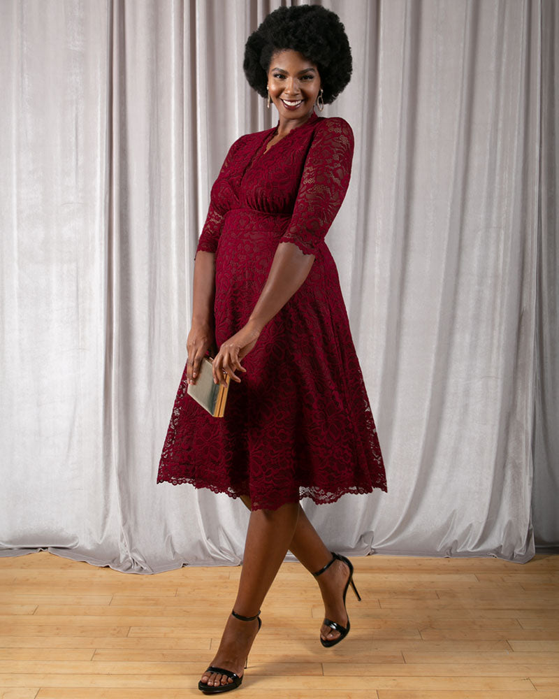 Plus Size Dresses A Line Short Lace Midi Cocktail Plus Size Dress Kiyona 12150901 Pinot Noir