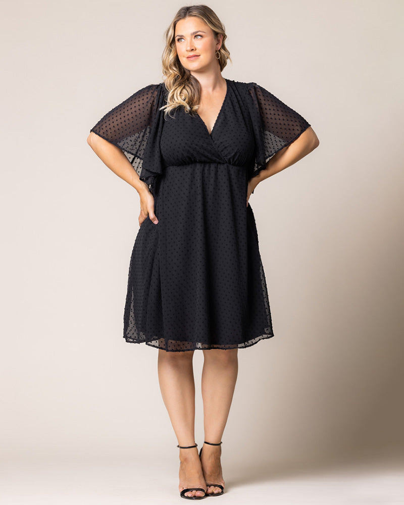 Onyx V-Neck Knee-Length Chiffon Casual Floral Wrap Plus Size Dress Kiyonna 12191302
