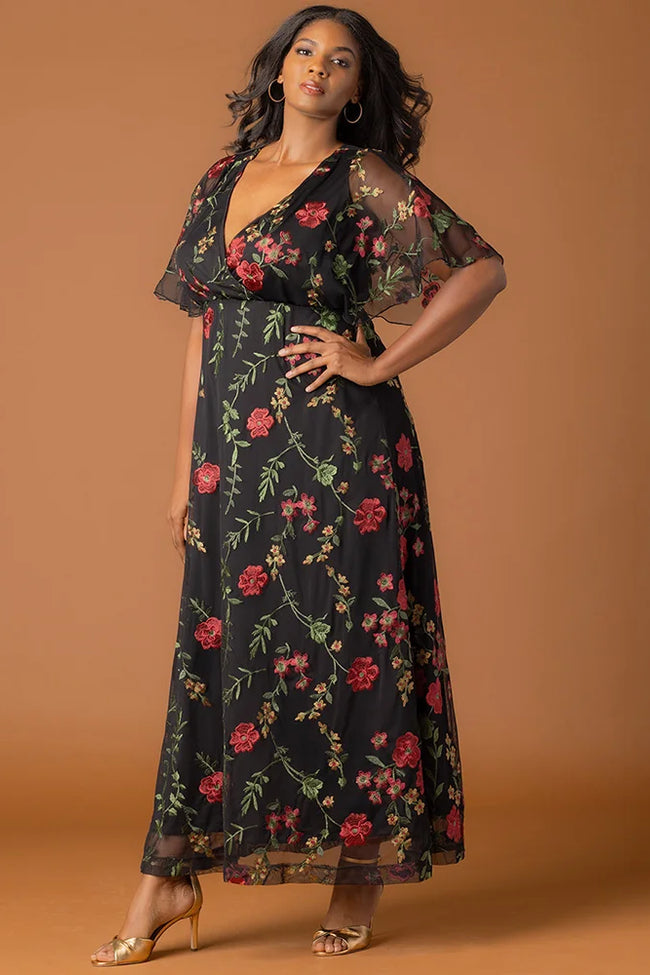 Kiyonna 12192101 Long Formal Printed Plus Size Dress
