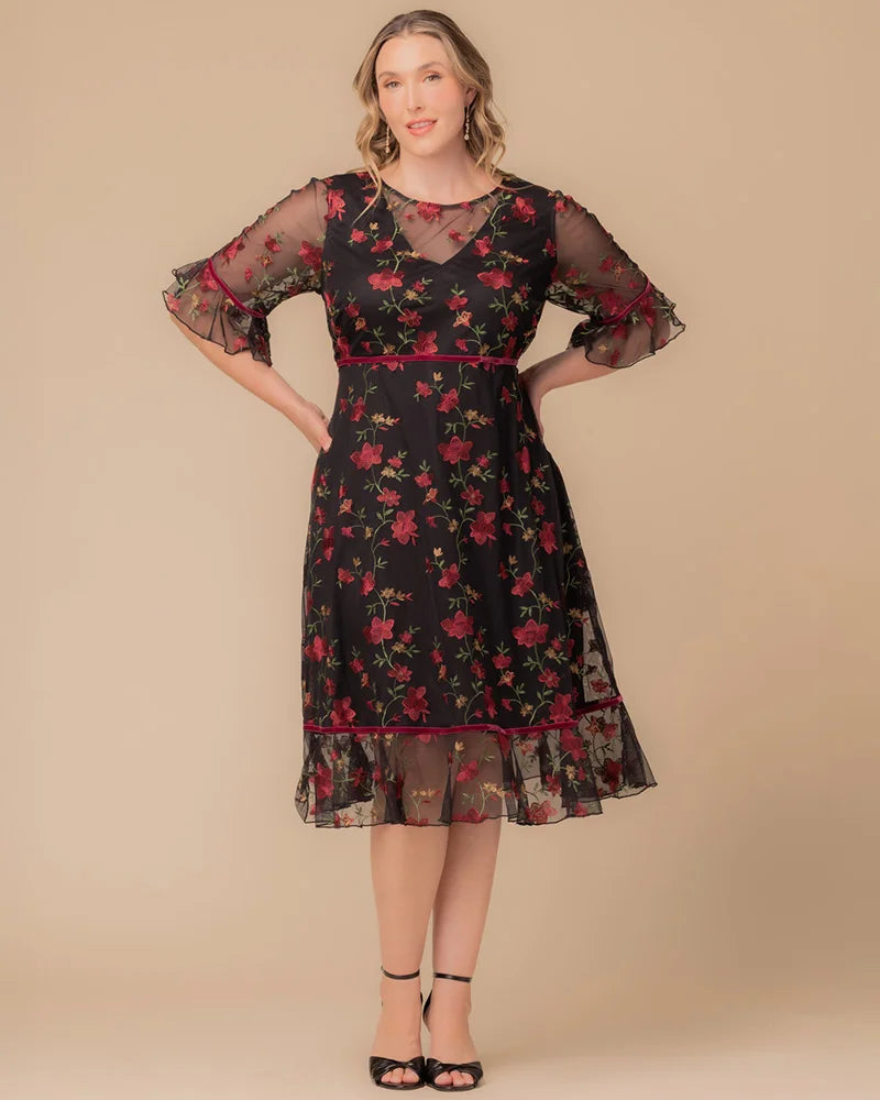 Plus Size Dresses Short Cocktail Floral A line Plus Size Dress Kiyona 12192102 Floral Flare