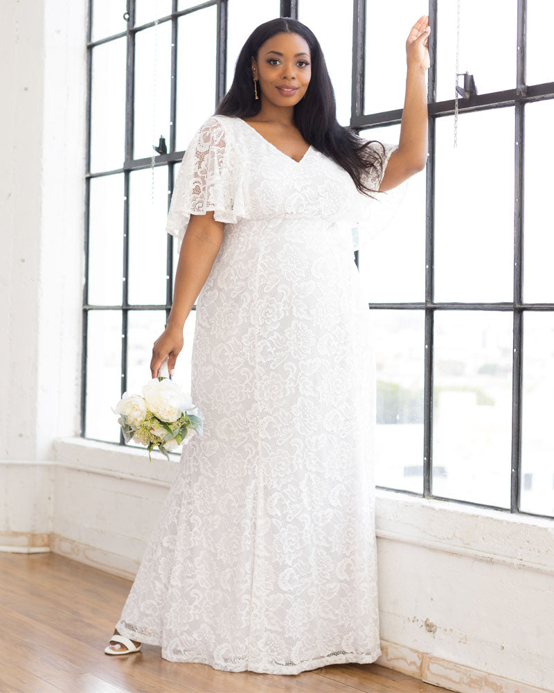 Wedding Dresses Long Lace A Line Plus Size Wedding Dress Kiyonna 12230901 Pearl