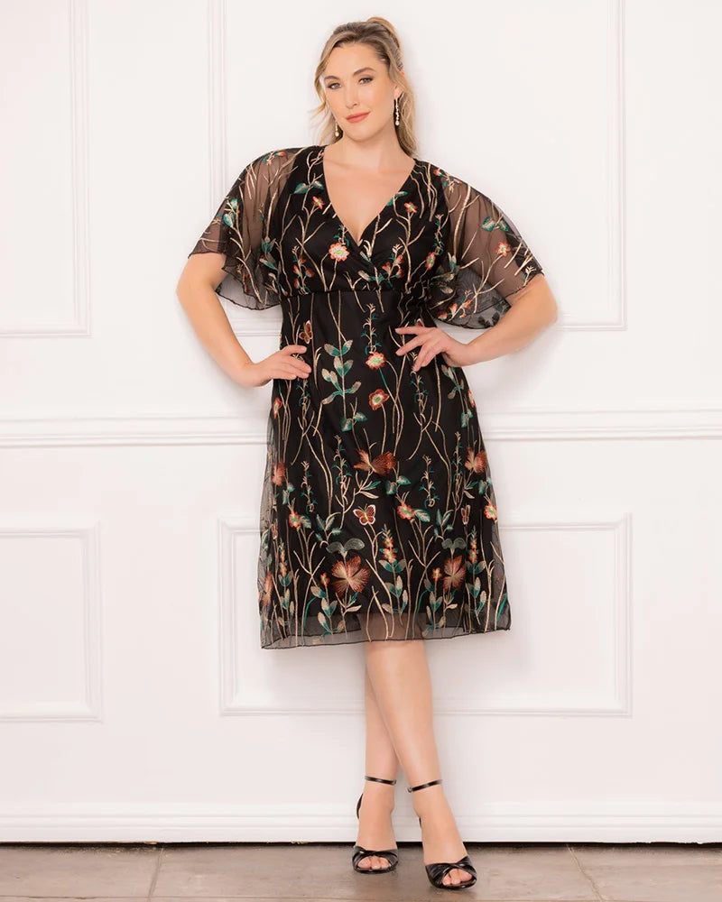 Plus Size Dresses Short Floral Midi Cocktail Plus Size Dress Kiyonna 12252103 Meadow Print