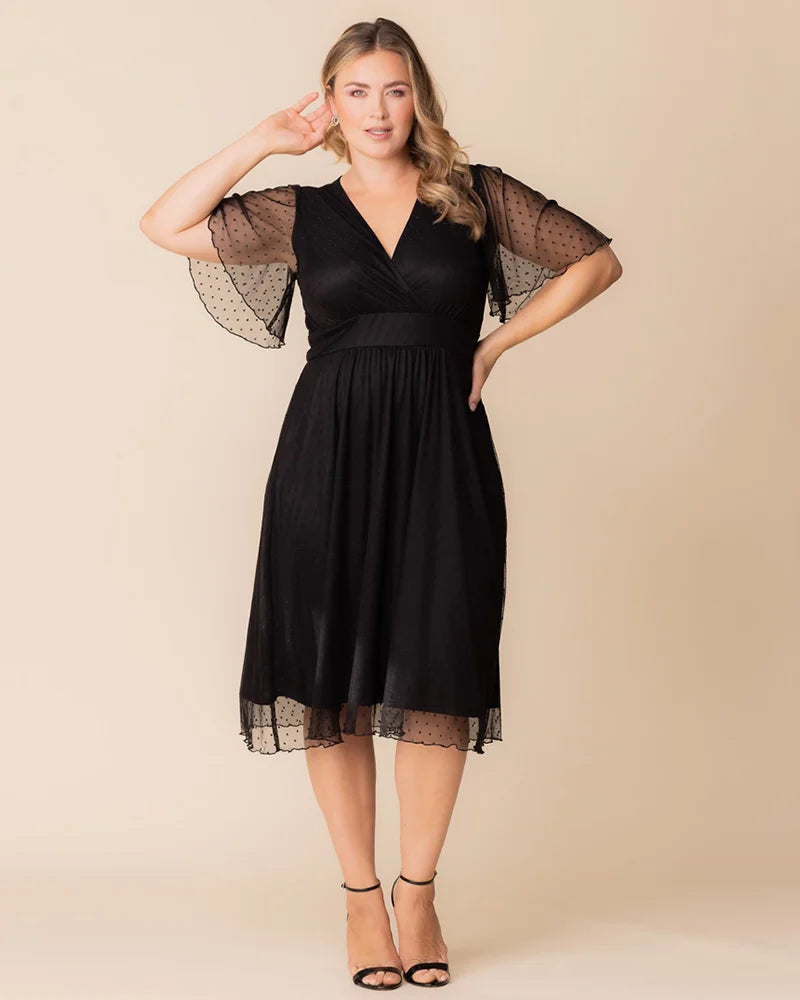 Plus Size Dresses Midi Short A Line Plus Size Dress Onyx