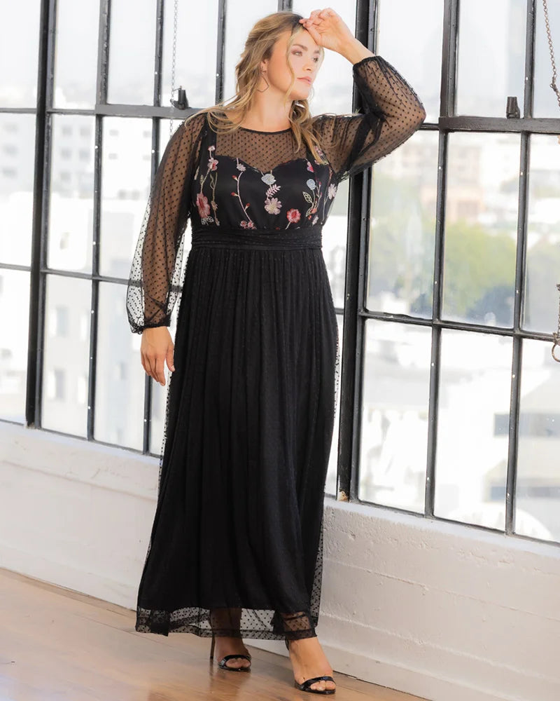 Plus Size Dresses Long Sleeve Formal Mother of the Bride A Line Plus Size Dress Kiyonna 12253605 Bordeaux Blooms