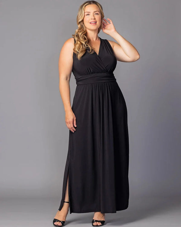 V-Neck Floor-Length Jersey Formal A-Line Kiyonna 12262203