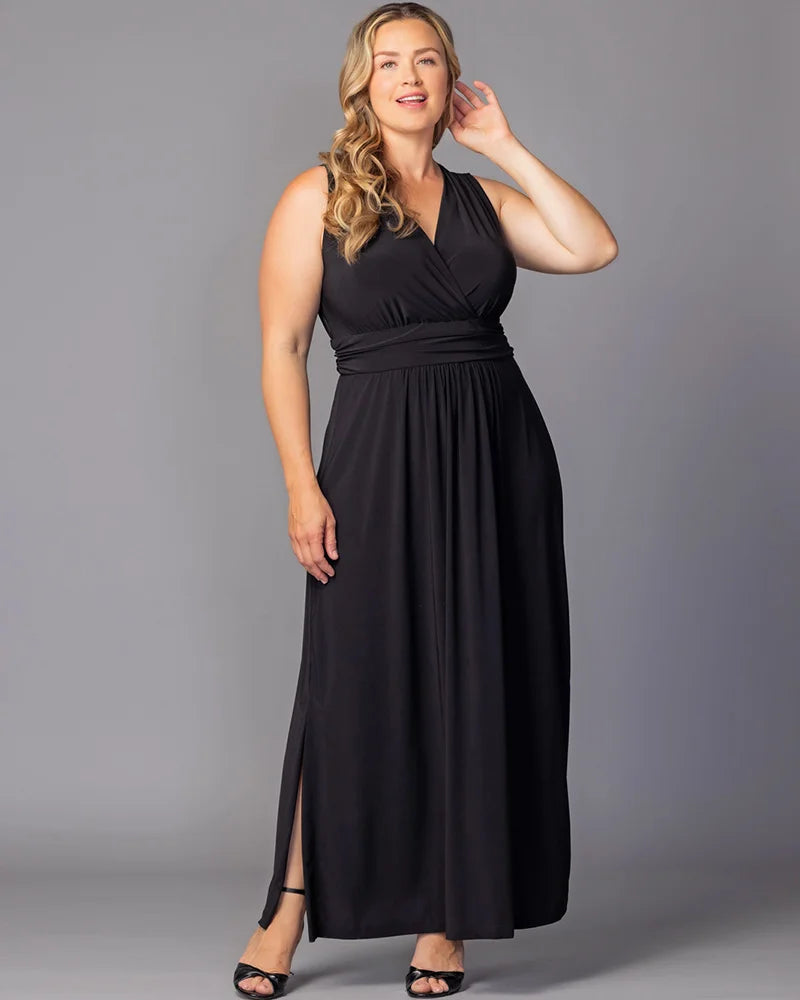 V-Neck Floor-Length Jersey Formal A-Line Kiyonna 12262203