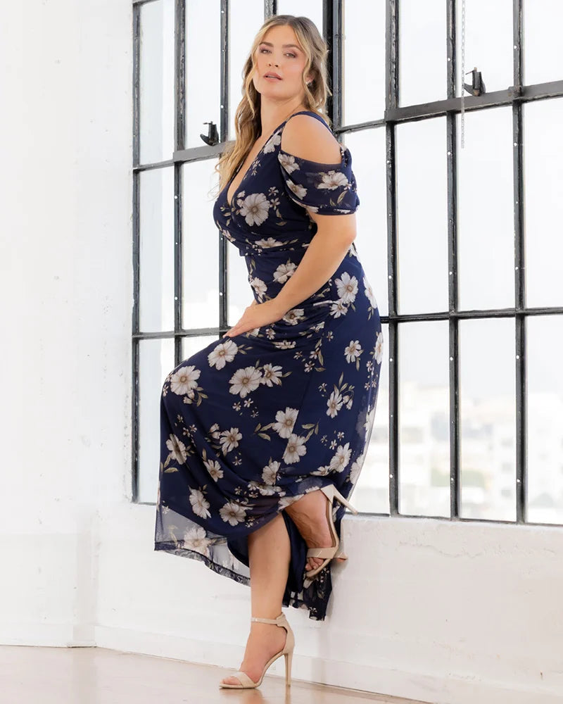 Plus Size Dresses Long A Line Formal Mother of the Bride Plus Size Dress Kiyonna 13212703 Navy Blue Blooms
