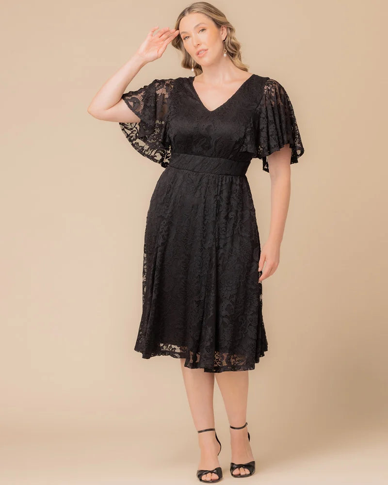 Plus Size Dresses Short Lace Midi Cocktail Plus Size Dress Onyx