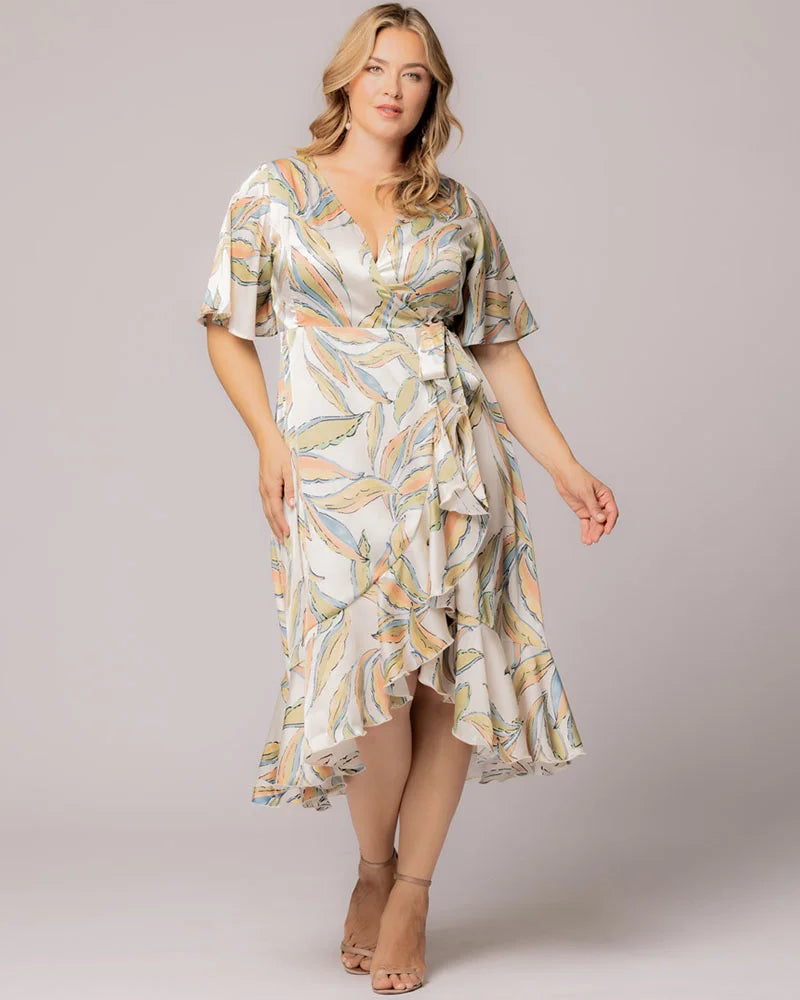Plus Size Dresses Ruffle Formal Cocktail Prom Plus Size Midi Dress Kiyonna 13222905 Artful Leaves