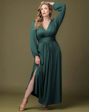 Kiyonna 13232708 Plus Size Long Sleeve Formal Maxi Dress