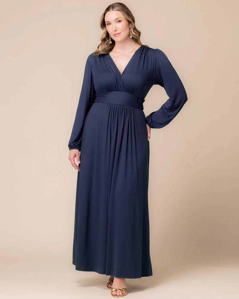 Plus Size Dresses Long Sleeve Tea Length Short Cocktail Dress Nouveau Navy
