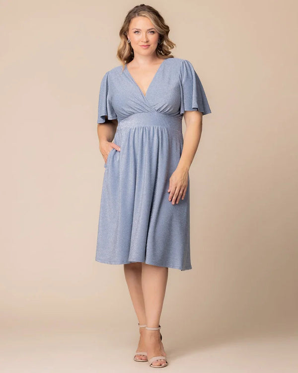 Kiyonna 13242504 Glitter Plus Size Midi Ccocktail Dress