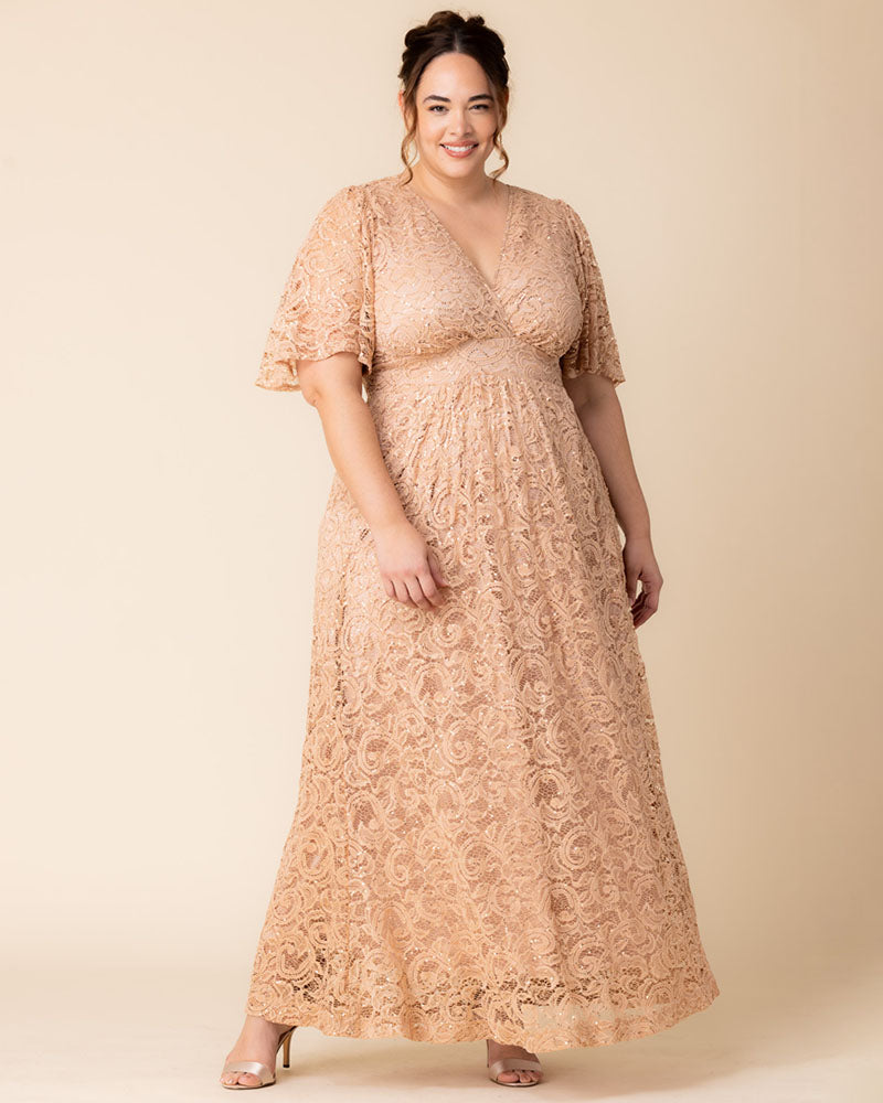 Plus Size Dresses Sequin Lace Long Formal Plus Size Dress Kiyona 13242507 Champagne