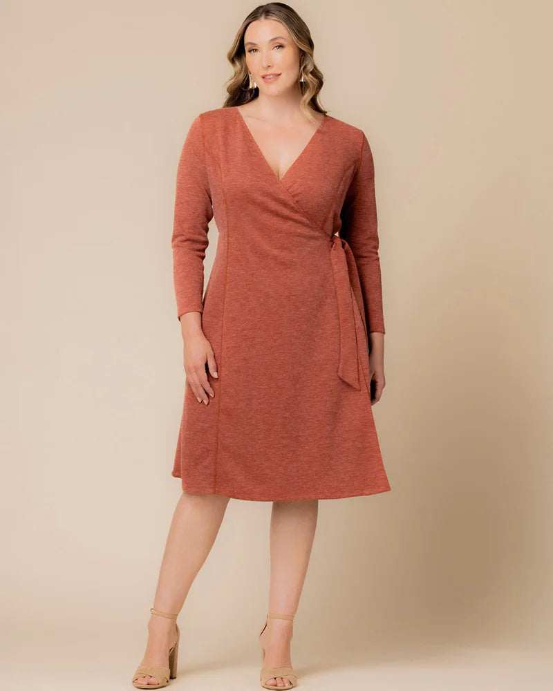 Plus Size Dresses Long Sleeve Short Midi Plus Size Dress Cinnamon