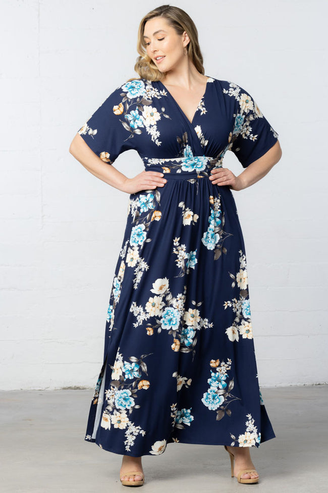Plus Size Dresses Mother of the Bride Long Formal Plus Size Dress Navy Floral