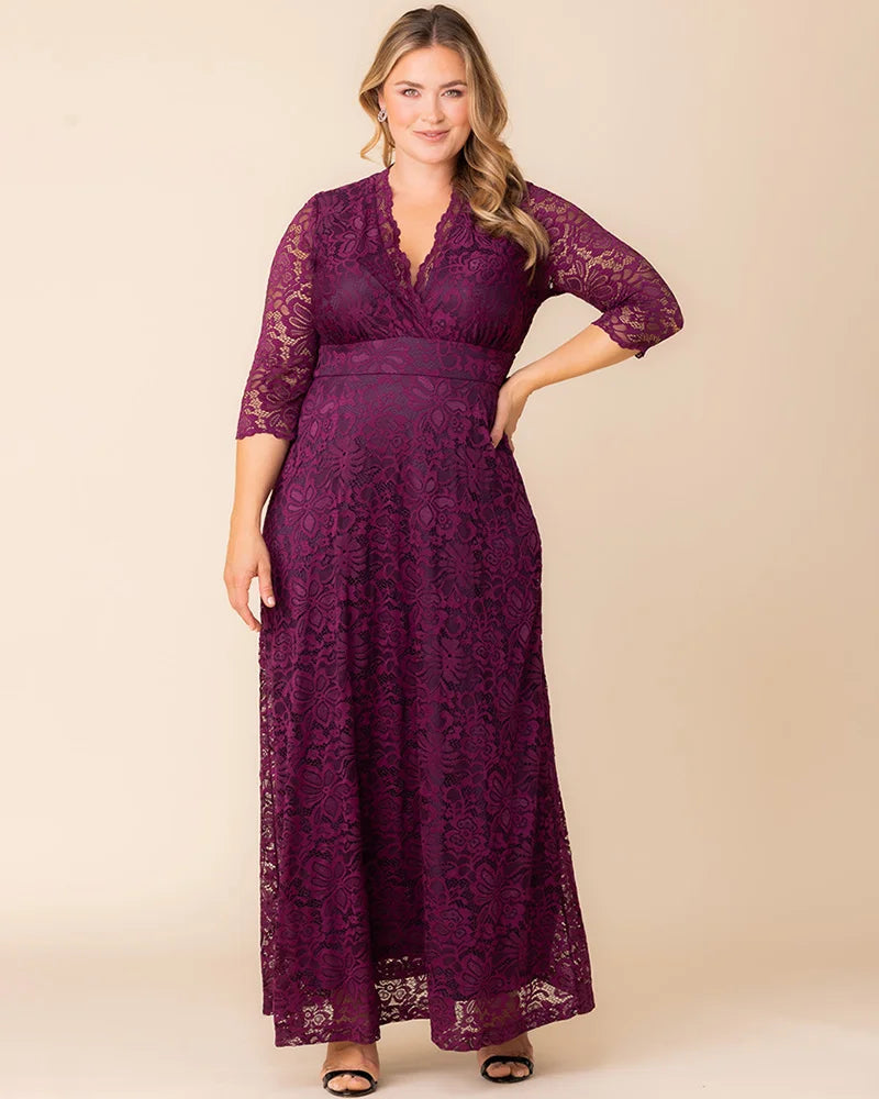 Plus Size Dresses Long Formal Lace Plus Size Dress Berry Bliss