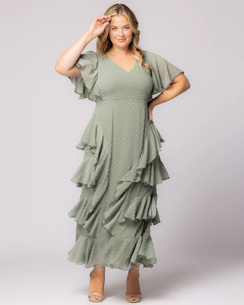 V-Neck Floor-Length Chiffon Evening A-Line Kiyonna 17191301