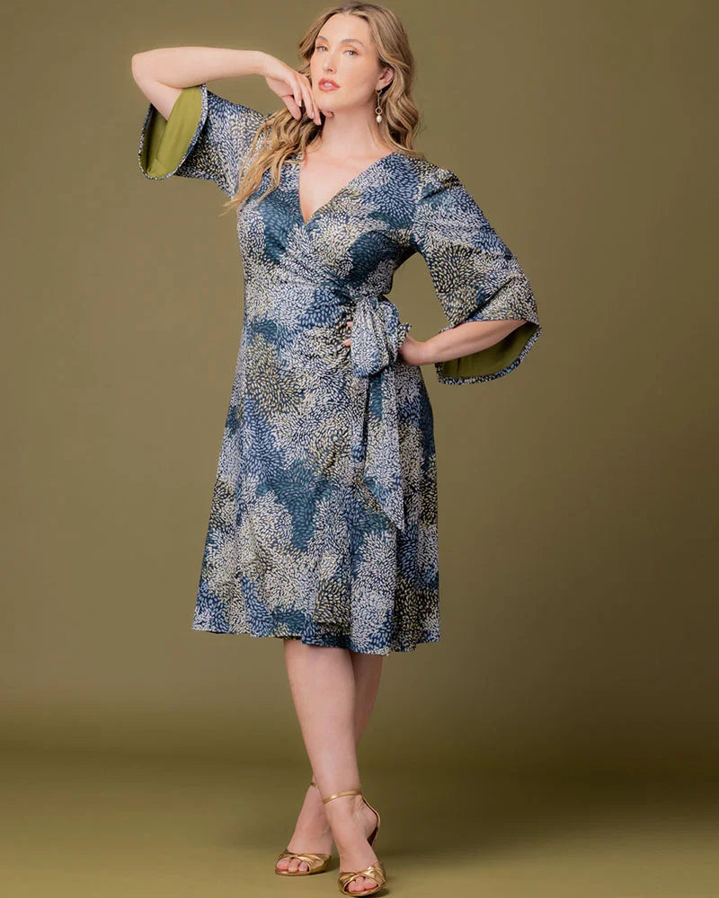 Plus Size Dresses Print Short Cocktail Plus Size Dress Blue Impressionist Print