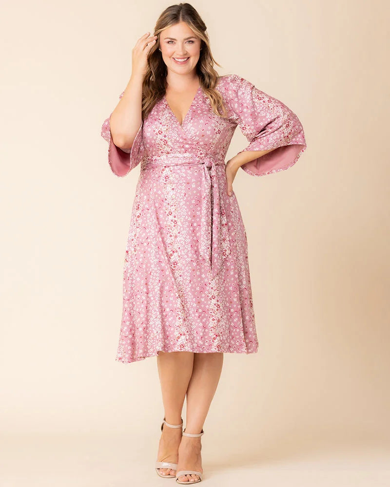 Plus Size Dresses Print Short Cocktail Plus Size Dress Pink Floral Falls