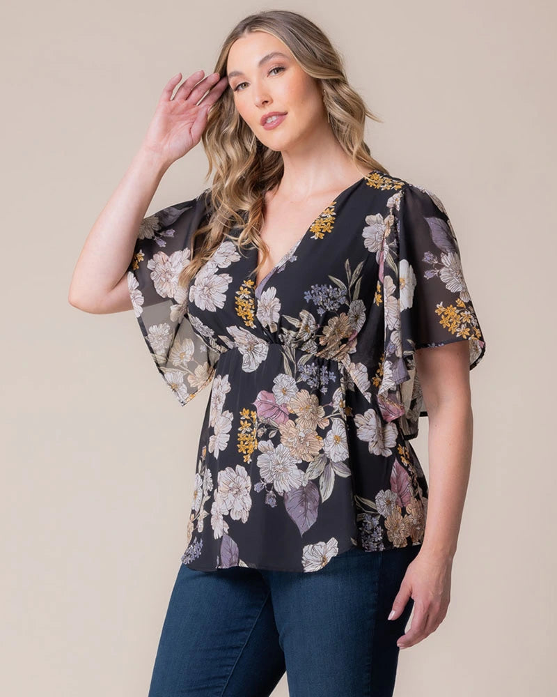 V-Neck Mini Chiffon Occasion Empire Waist Top Kiyonna KY21192807
