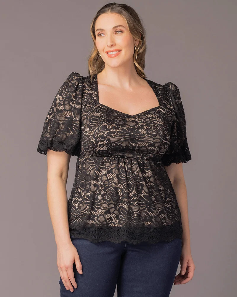 Square Knee-Length Lace Cocktail Fit & Flare Kiyonna 21260901