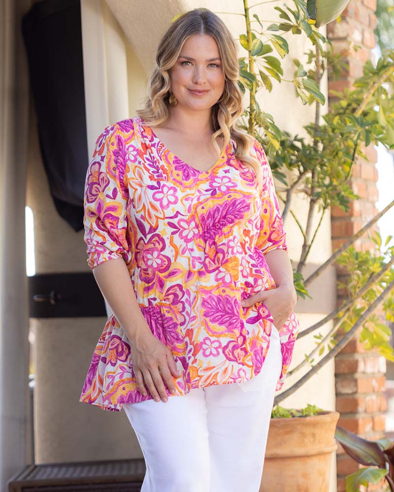 Top Formal Plus Size Print Top Kiyonna 22242604 Artful Tropical Print