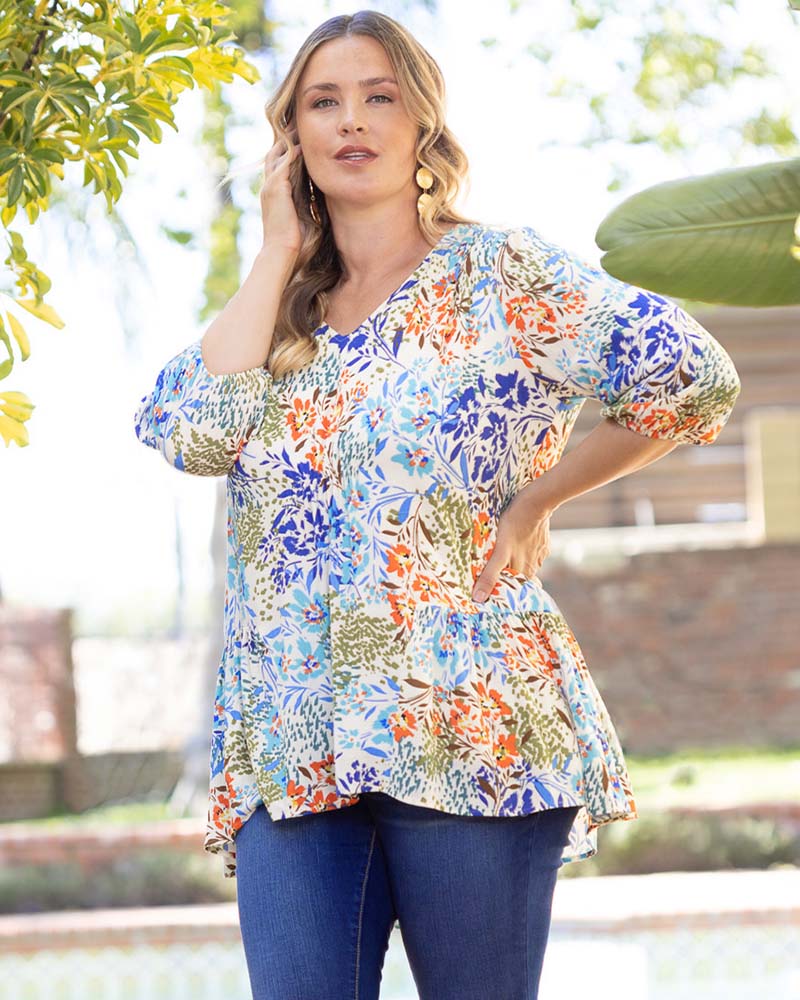 Top Formal Plus Size Print Top Kiyonna 22242604 Santorini