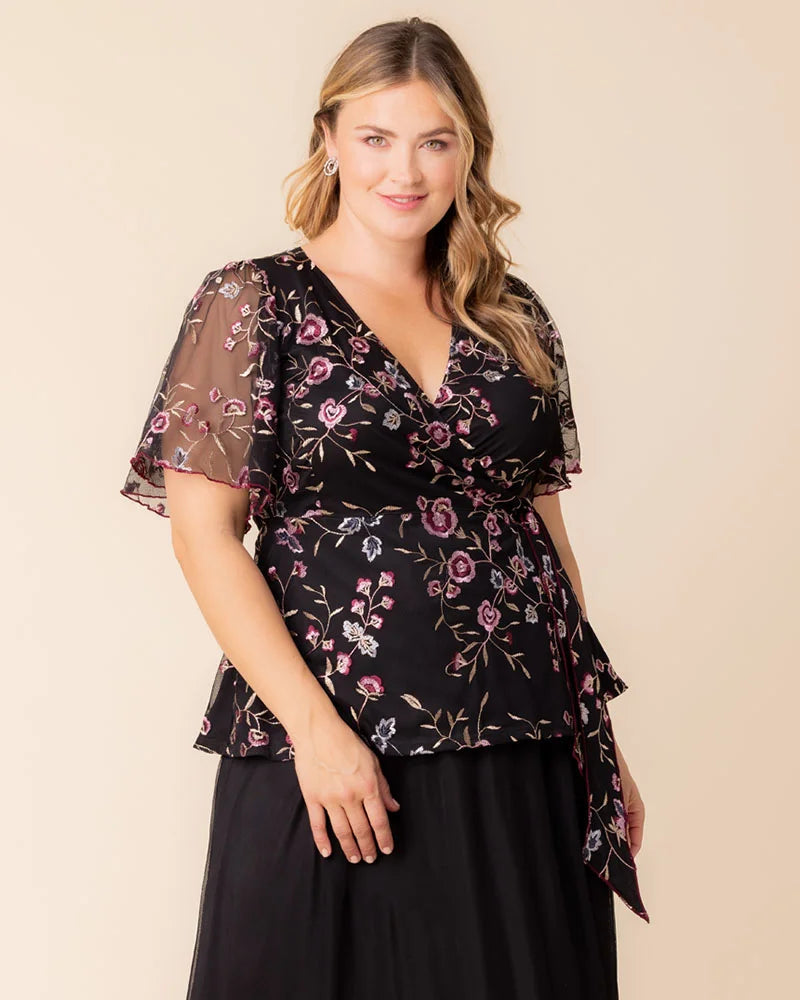 Formal Print Evening Fitted Top Kiyonna 22252104