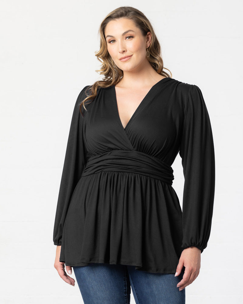 Top Long Sleeve Formal Top Black Noir