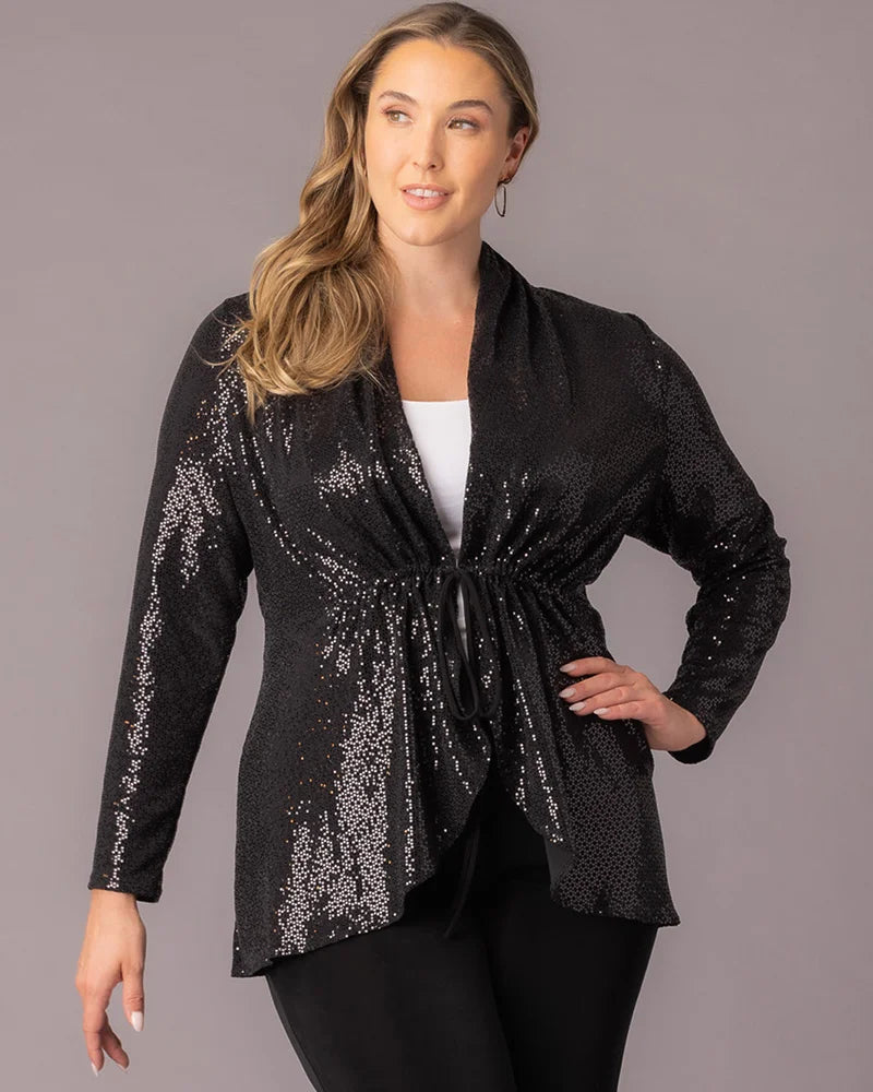 Top Long Sleeve Sequin Formal Top Kiyona 27252502 Onyx