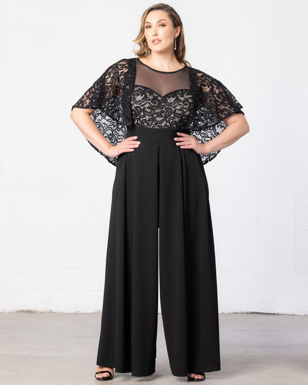 Kiyonna 33230901 Long Formal Plus Size Sequin Jumpsuit