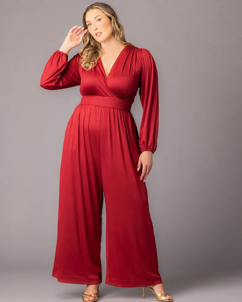 Jumpsuit Long Sleeve Formal Plus Size Jumpsuit Kiyona 37250701 Cherry Red