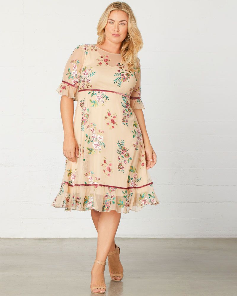 Plus Size Dresses Short Cocktail Floral A line Plus Size Dress Kiyona 12192102 Pink/Blush