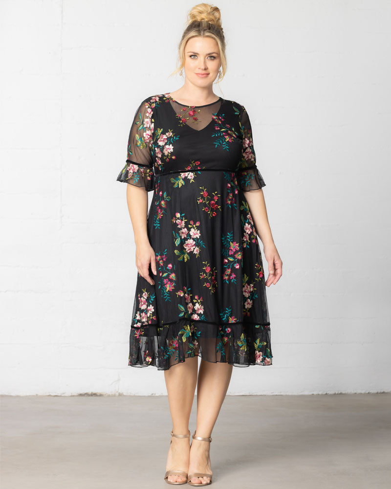 Plus Size Dresses Short Cocktail Floral A line Plus Size Dress Kiyona 12192102 Onyx Blooms
