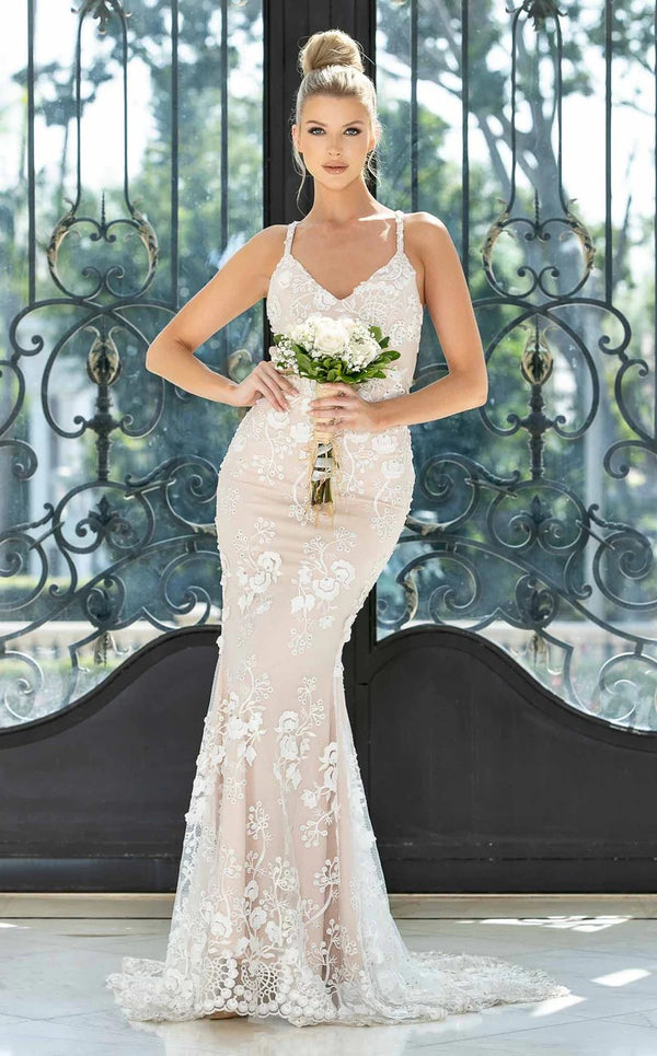 Jessica Angel 10002 Long Mermaid Beaded Floral Wedding Dress