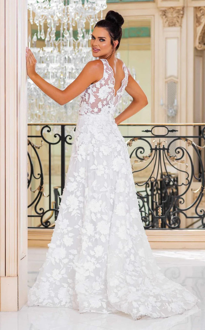 Jessica Angel 10003 Long Wedding Floral Lace A Line Dress