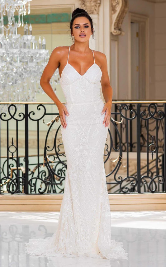 Wedding Dresses Simple Fitted Bridal Gown Lace Wedding Dress White