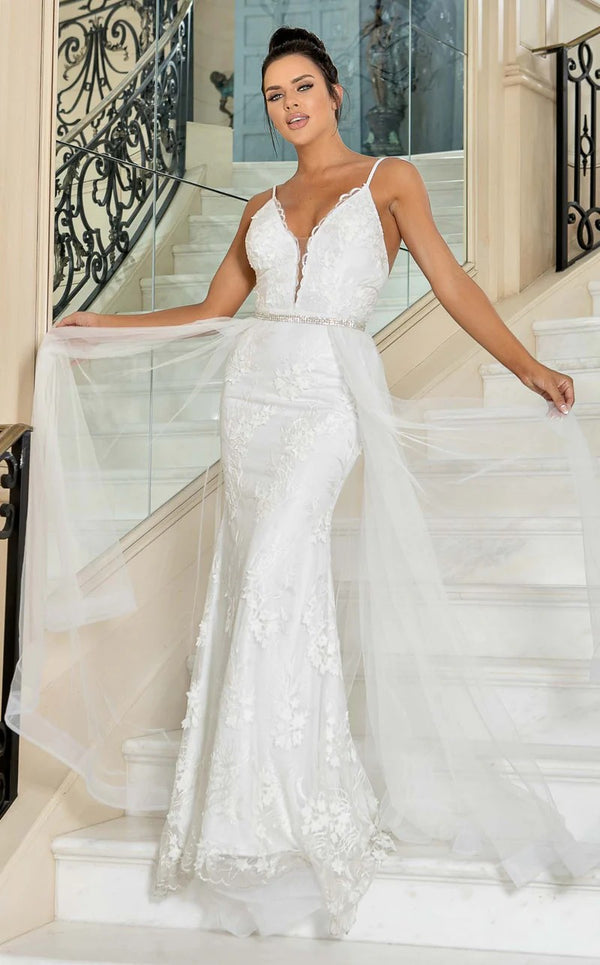 Jessica Angel 10014 Long Bridal Gown 3D Lace Overskirt Wedding Dress