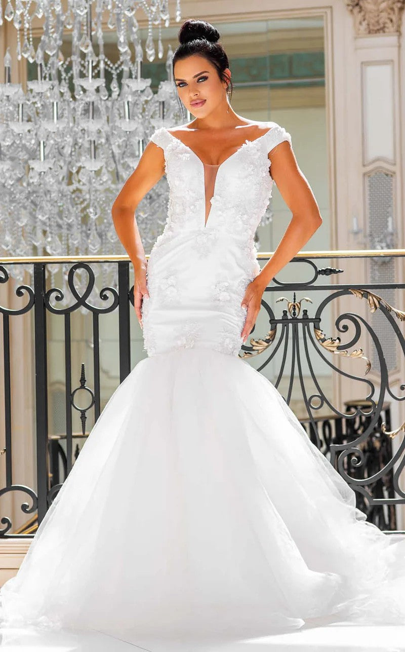 Jessica Angel 10021 Long Mermaid Lace Applique Wedding Dress