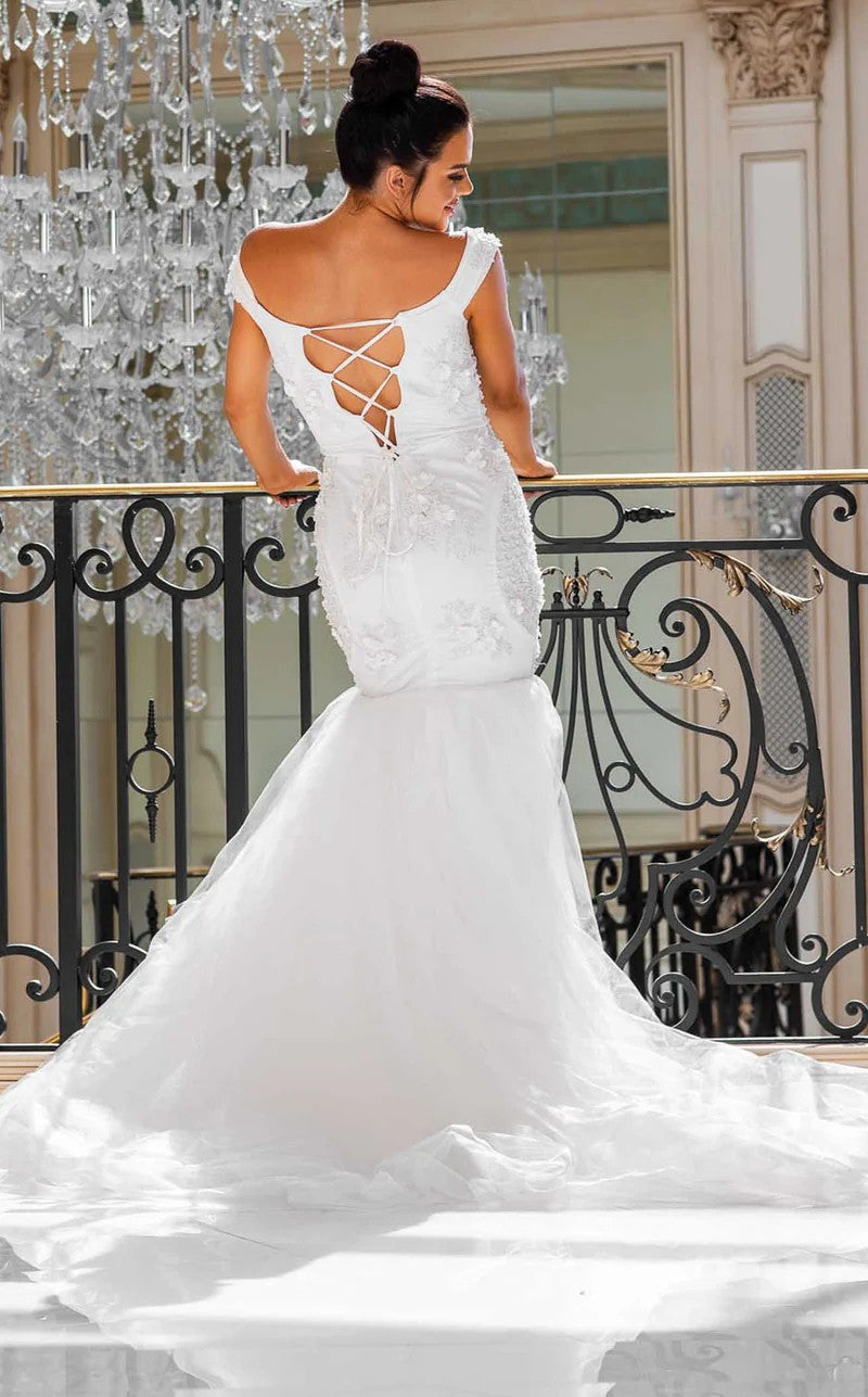 Jessica Angel 10021 Long Mermaid Lace Applique Wedding Dress