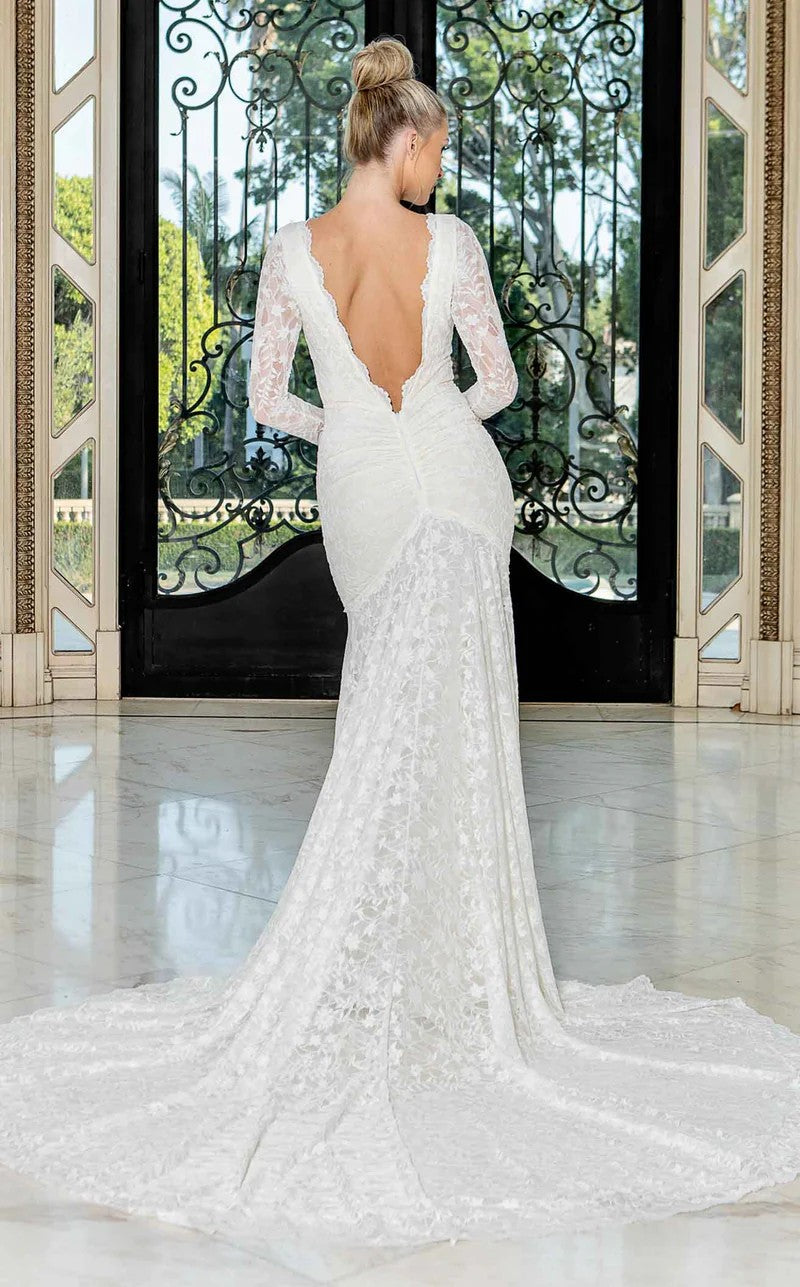 White Jessica Angel 10037 Bridal Lace Long Sleeve Wedding Dress ...