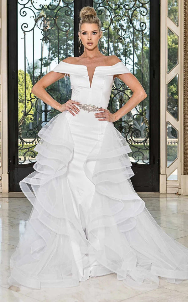 Jessica Angel 10038 Simple Long Bridal Beaded Wedding Dress