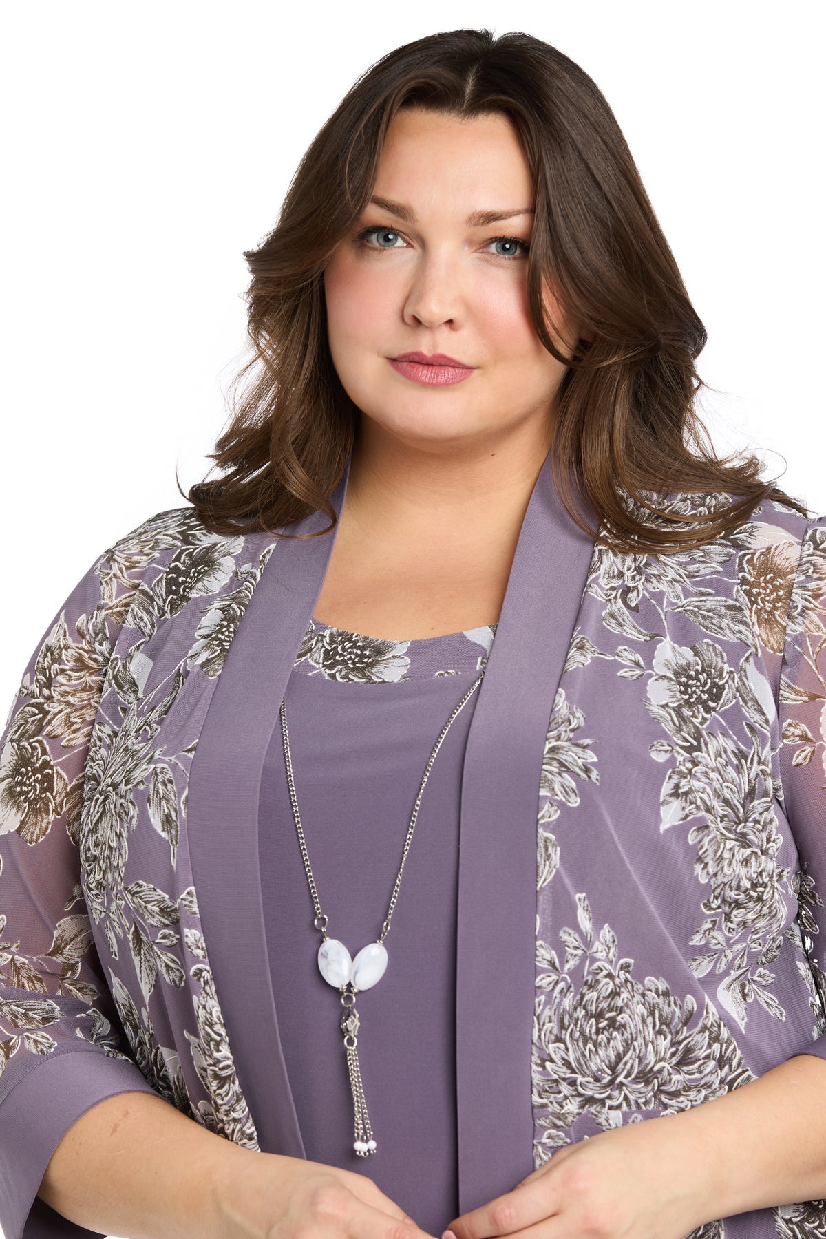 R&M Richards 1003W Short Plus Size Two Piece Printed Jacket Dress