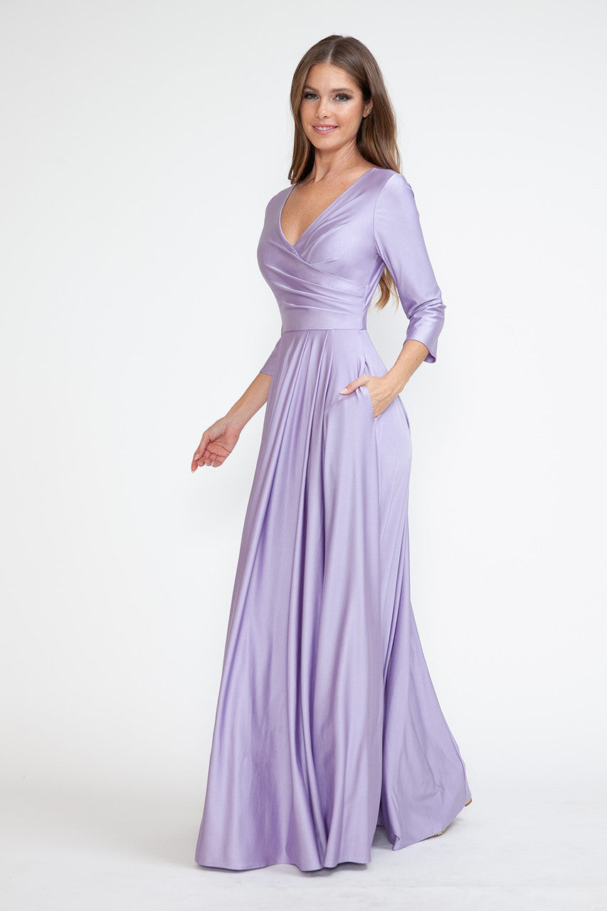 Mother of the Bride Dresses Formal Long Pleated Mother of the Bride Dress Lenovia 5243 Lilac