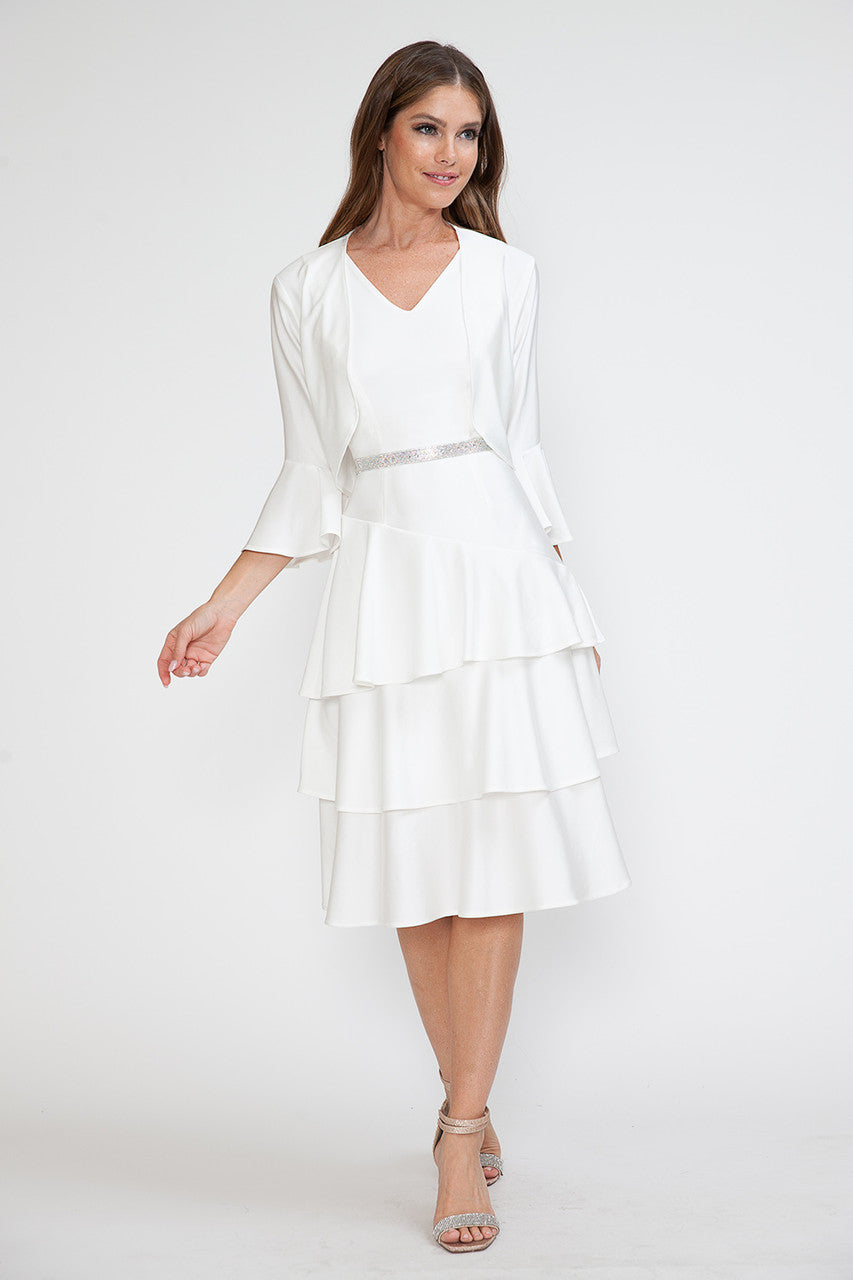 Wedding Dresses Short Midi Bridal Two Piece Wedding Dress Lenovia 5283 Ivory