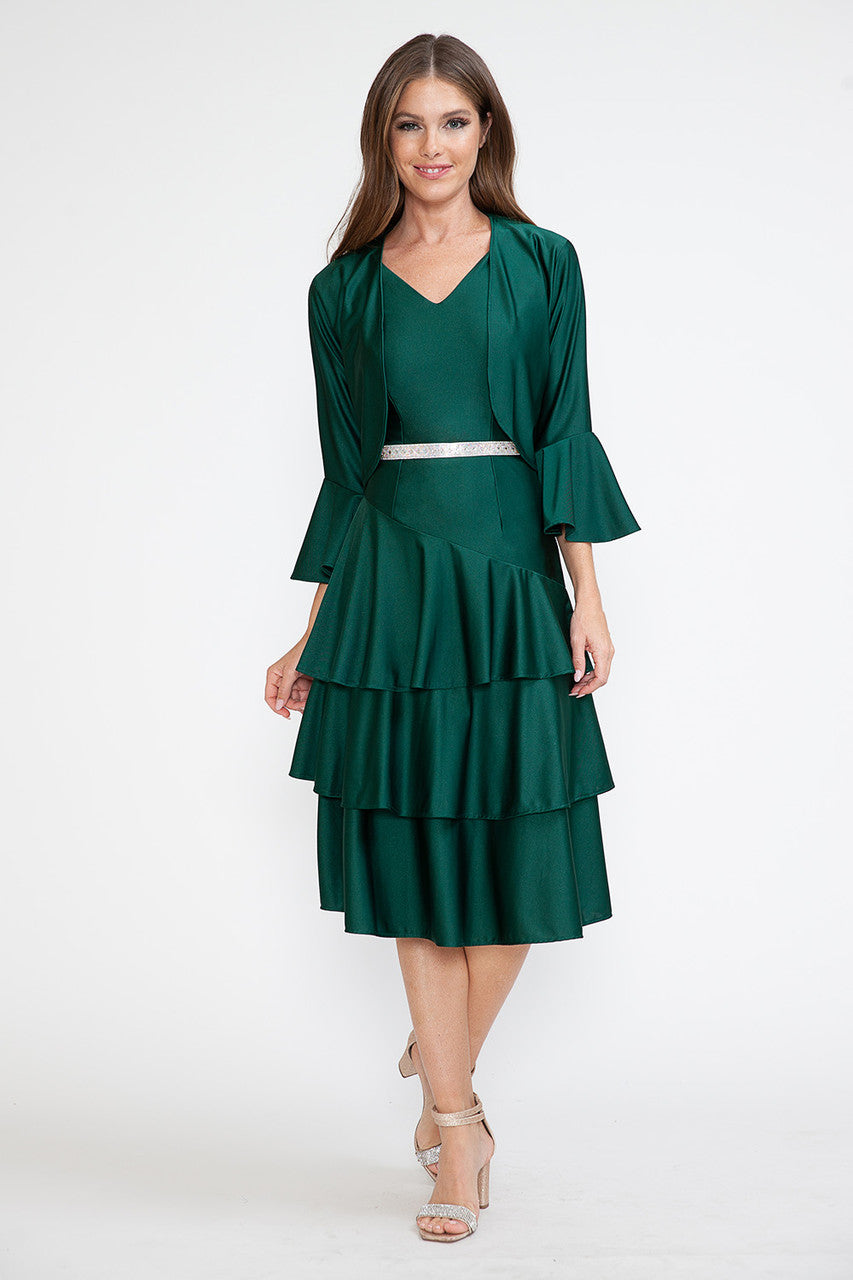Cocktail Dresses Short Midi Cocktail Two Piece Evening Dress Lenovia 5283 Hunter Green