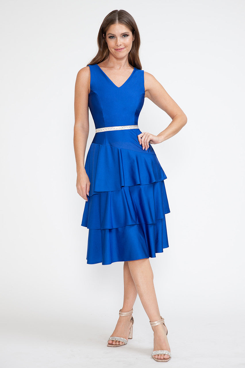Cocktail Dresses Short Midi Cocktail Two Piece Evening Dress Lenovia 5283 Royal Blue