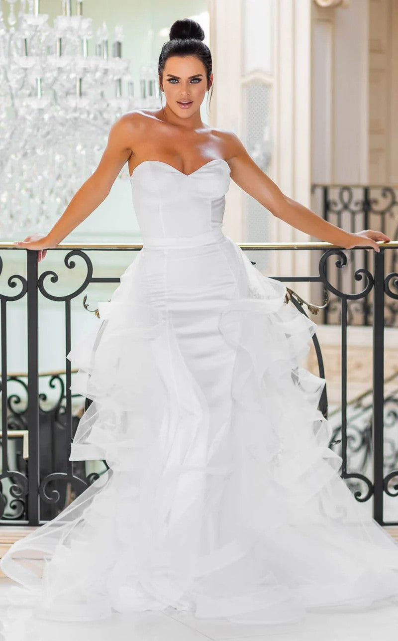 Jessica Angel 10043 Long Layered Wedding Dress - White / 2X Jessica Angel 10043 Long Layered Wedding Dress - White / 2X