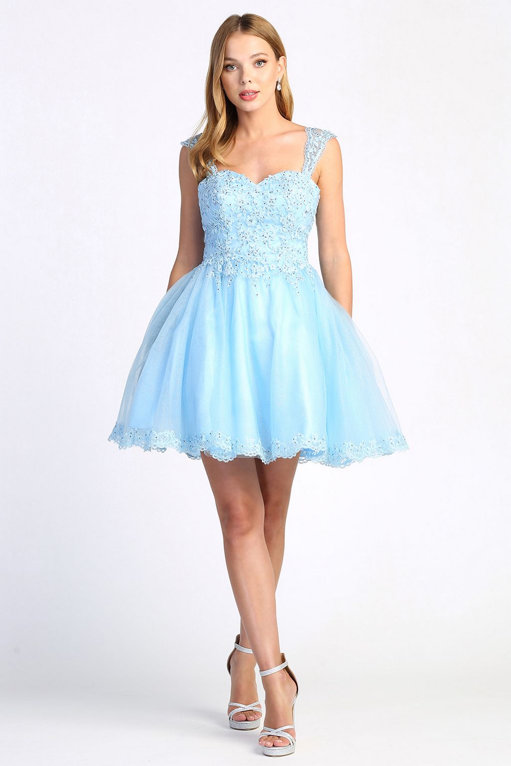 Adora 1004 Short Homecoming Lace Applique Cocktail Dress