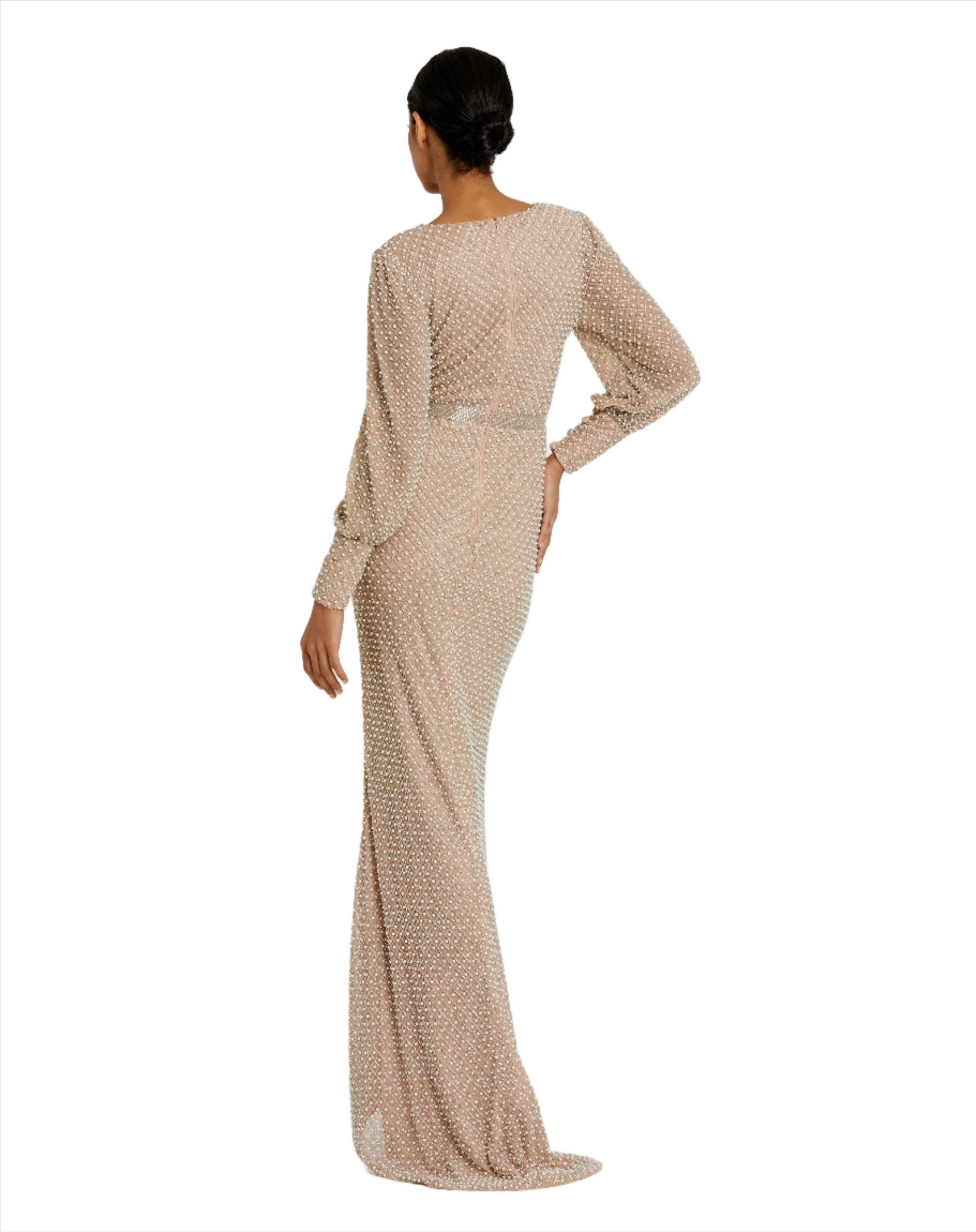 Mac Duggal 10062 Long Sleeve Beaded Formal Evening Dress